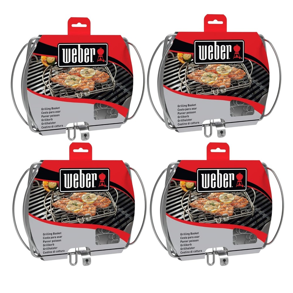 4-Pack Stainless Steel Fish Grill Baskets BBQ Nonstick Fits All Grills 8.3x6.9